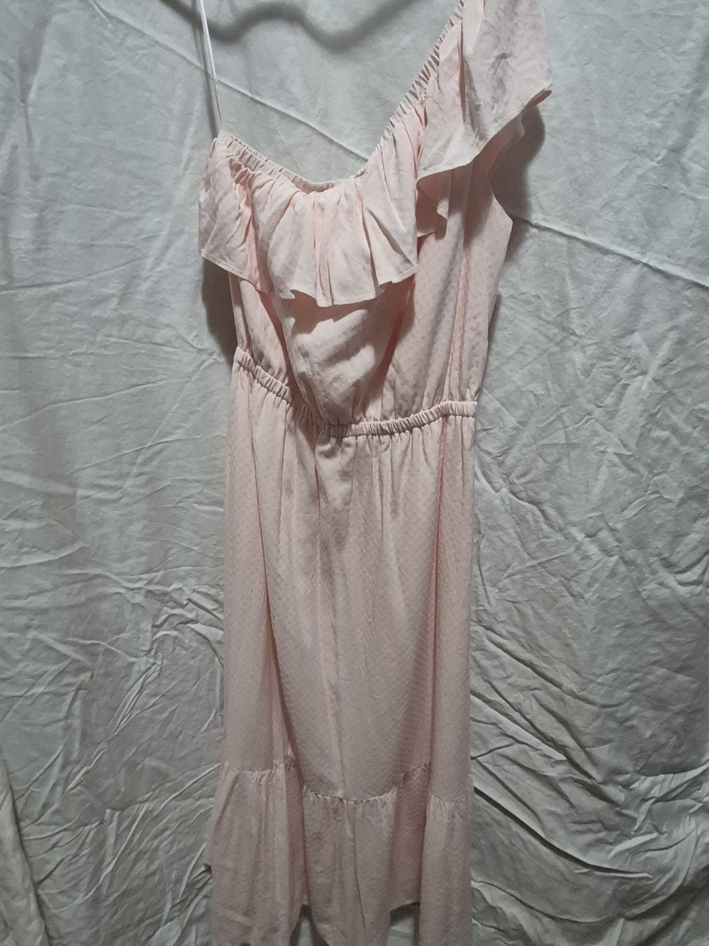 LC Lauren Conrad Light Pink Ruffle One-Shoulder Dress